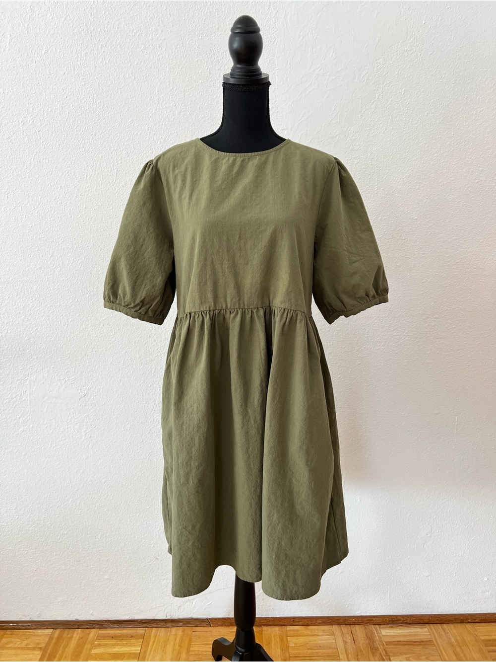 TRADLANDS Nico Dress Dark Olive Cotton Dress Cottagecore Minimalist Medium
